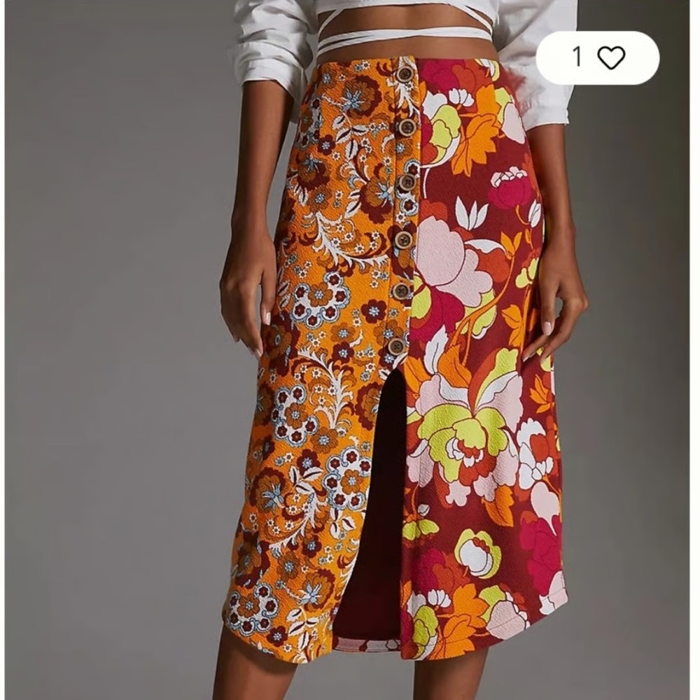 Maeve Button-Front Cutout Midi Skirt M
